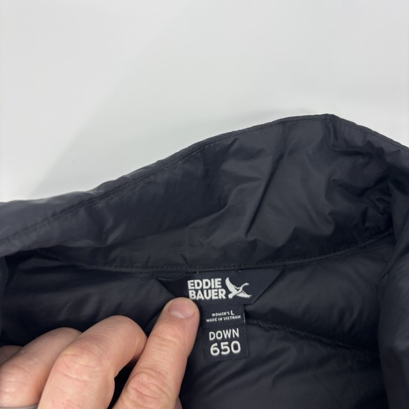 Eddie Bauer Women's Lightweight Packable Puffer Jacket 650 Down Black Size Large - Picture 3 of 9